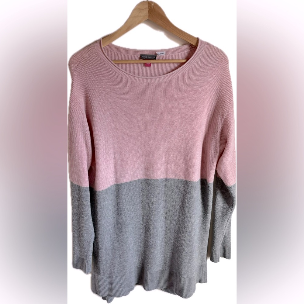 VINCE CAMUTO Pink and Gray Knit Sweater